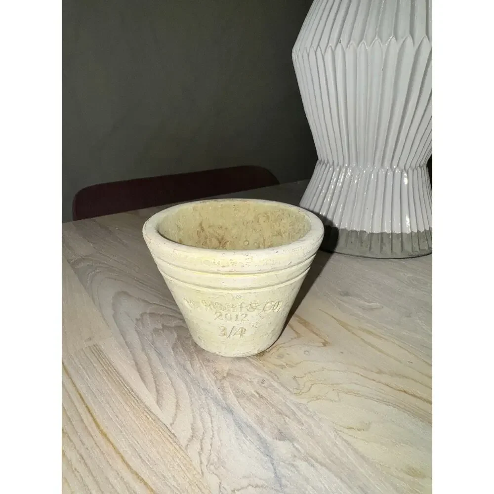 C. Wolff & Co 2012 3/4 Off White Clay Mini Terracotta Pot Decorative Flower RARE